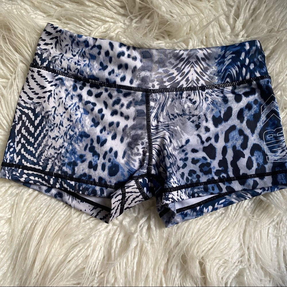 Women's Athletic Shorts - Blue and Gray Pattern
